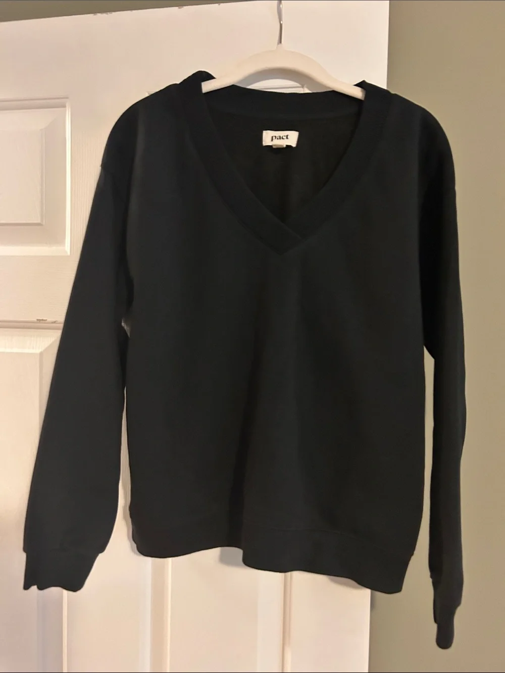 Pact Black V-Neck Pullover Sweatshirt